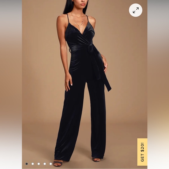 Lulus Pants - NWT small  Lulus Kylinna Black Velvet Sleeveless Wide-Leg Jumpsuit